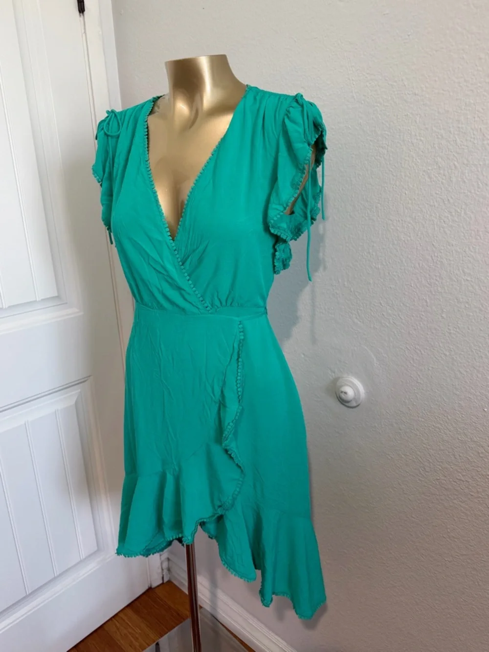 Lulus Adeleine green wrap midi dress S - Picture 3 of 8